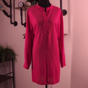 Vibrant Anne Klein Charmeuse Nehru Tunic in Fuchsia Pink. Perfect for Corporate